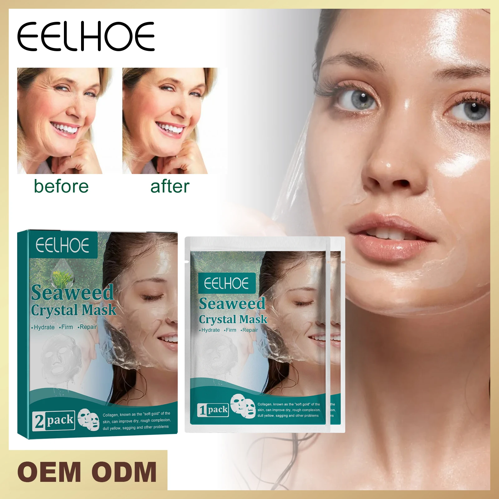 

EELHOE Seaweed Crystal Mask Hydrating Moisturizing Wrinkle Lifting Firming Crystal Jelly Gel Mask