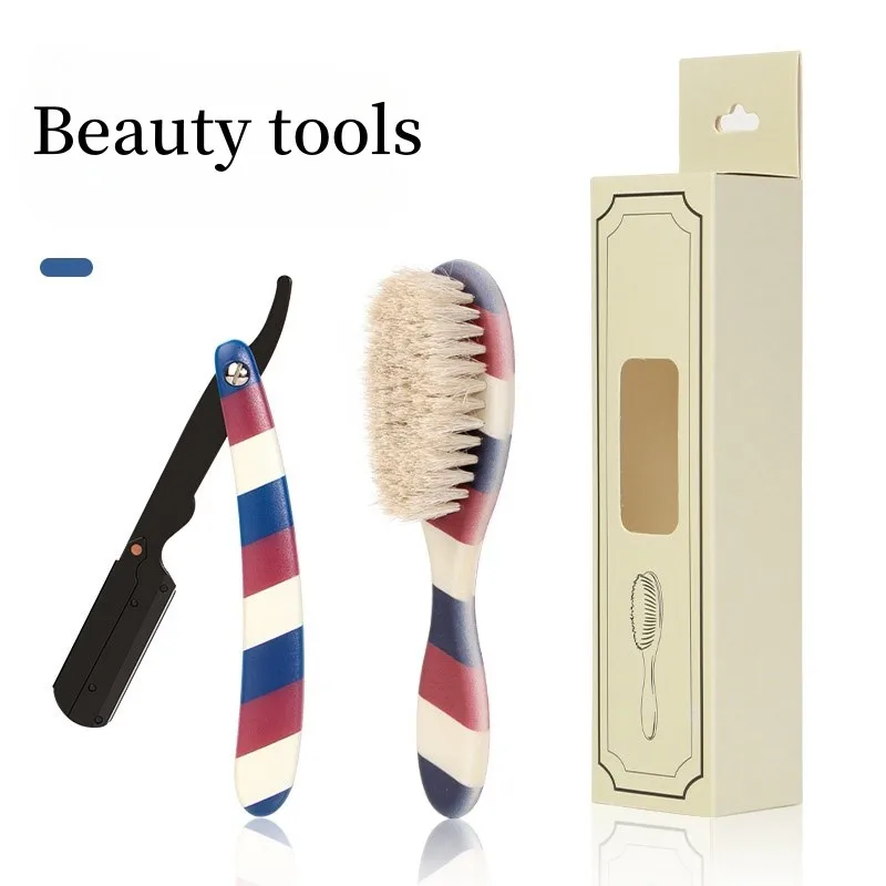 

Men's Grooming And Shaving Styling Set 304 Stainless Steel Shaving Set Beard Care Styling Comb Horse Hair Cleaning Brush