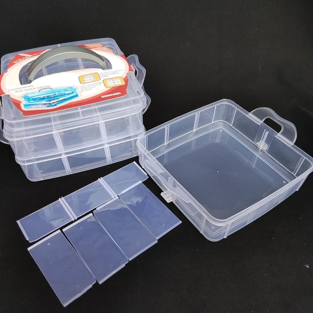 3 Layers 18 Compartments Clear Storage Organizer Container Jewelry Bead Box  Case for Cosmetics