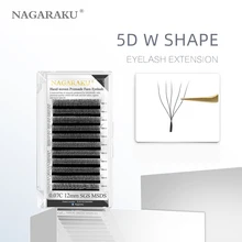 NAGARAKU 5D Shape W Premade Volume Fans Lashes Clover Bloom Natural Soft False Eyelashes Easy
