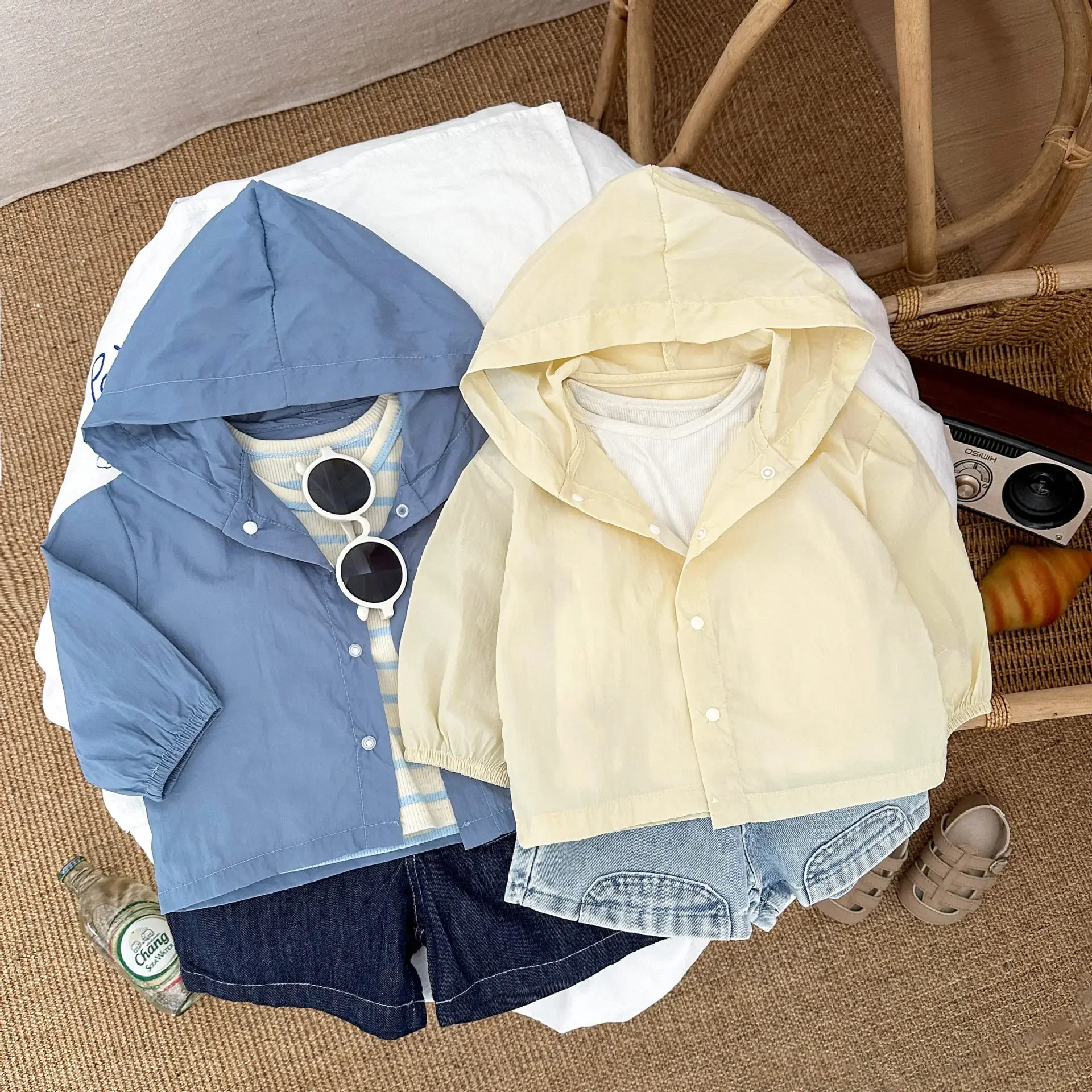 Summer Boys' Thin Sunscreen Clothes, Baby Clothes, Breathable and Cool Air-conditioned Clothes, Baby Casual Hooded Jacket