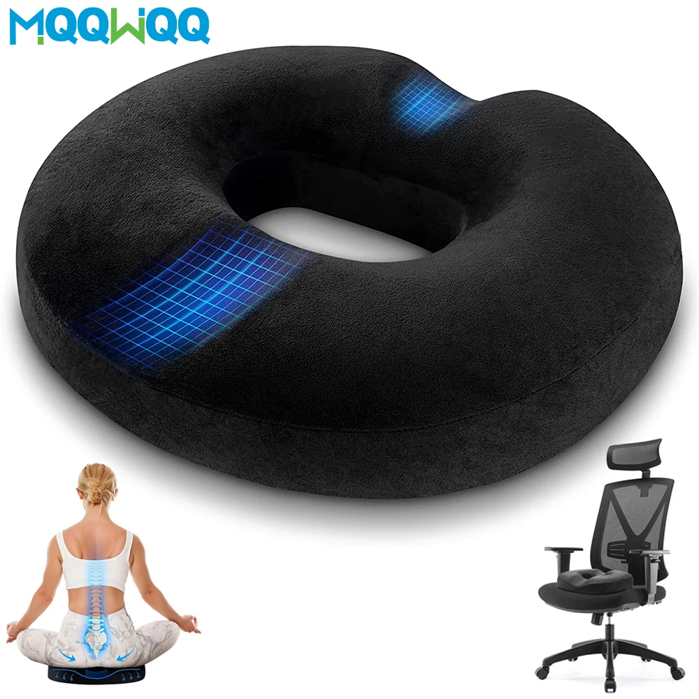 Donut Pillow Seat Cushion Orthopedic,Tailbone & Coccyx Memory Foam Pillow Relieve Pain Pressure for Hemorrhoid,Surgery,Sciatica gel seat cushion office car comfortable pain relieve buttocks support memory foam cushion