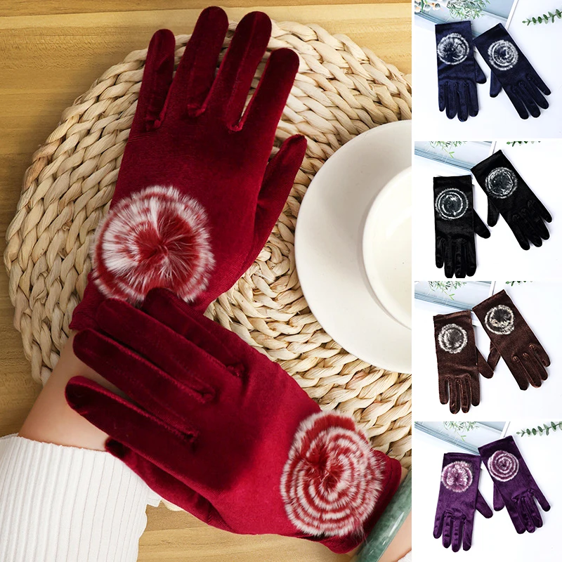 

Velvet Gloves Women Winter Warm Split Finger Gloves Outdoor Cycling Soft Comfortable Mittens Etiquette Banquet Accessories