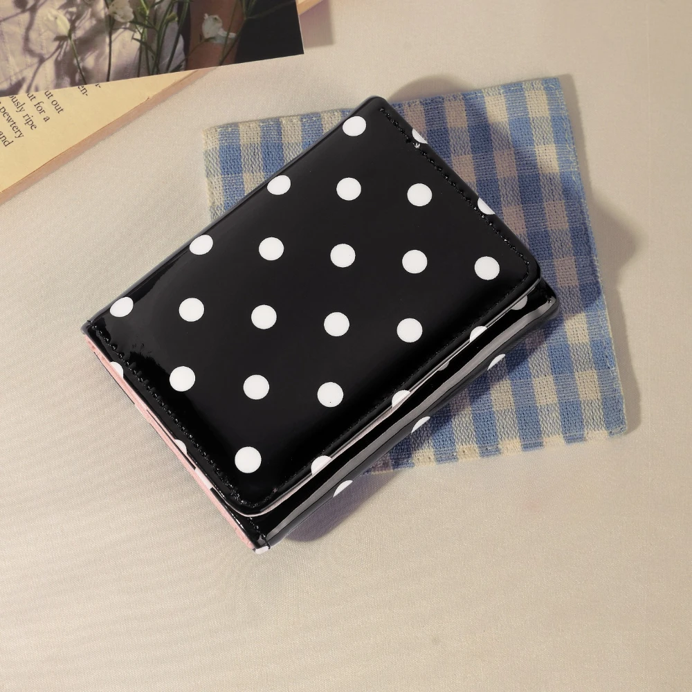 Fashion Wallets Girls Cute Dot Small Wallet Card Holder Fashion Three Fold Purse for Women Student Simple PU Leather Wallet