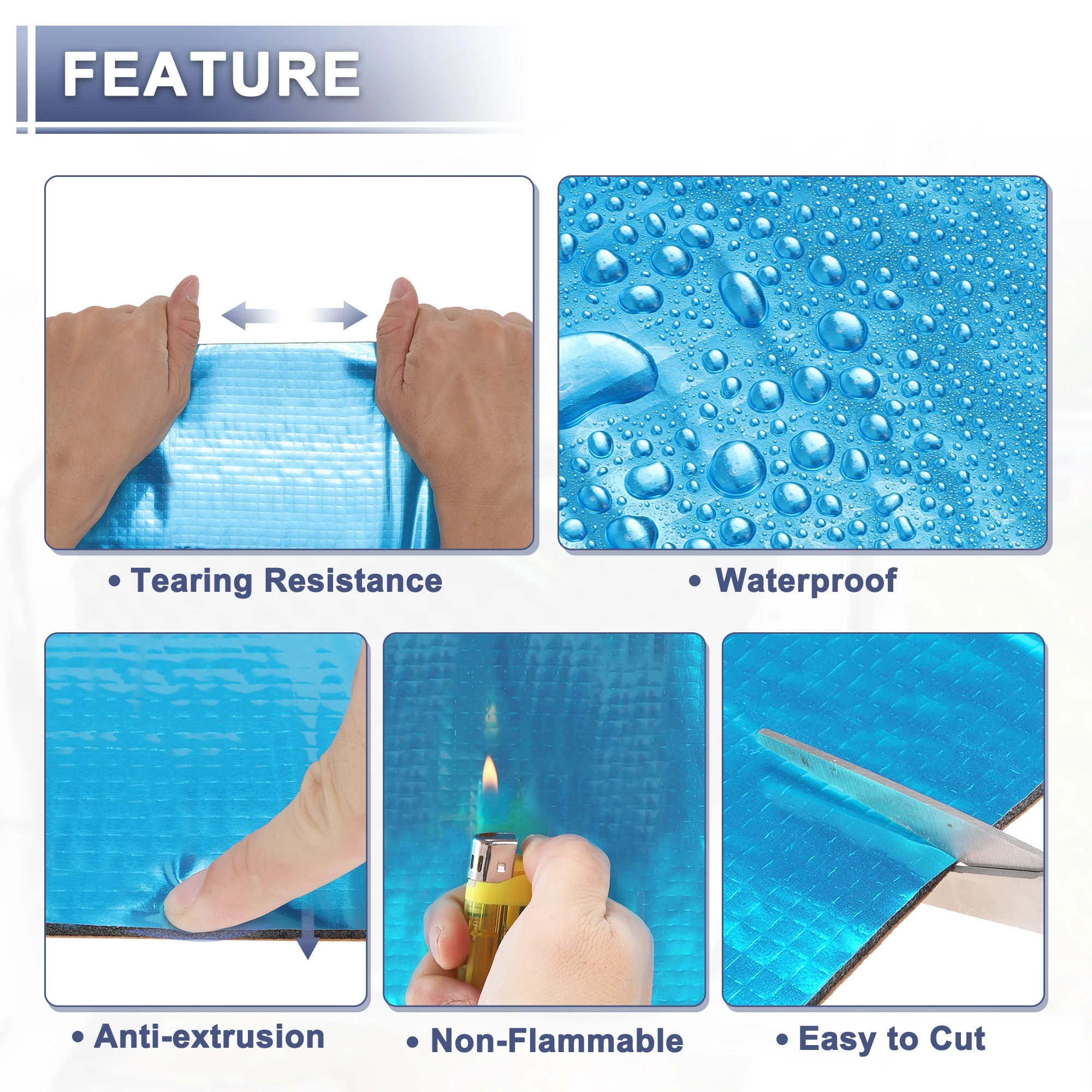 UXCELL Thick 5mm 7mm 10mm Sound Deadening Mat Aluminum Foil Foam Blue Automotive Sound Deadener Anti Heat Car Insulation Pad