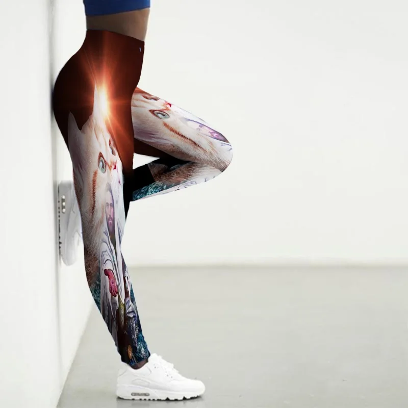 Leggings Women High Waist 3D Tiger Flame Leaf Printed Sport Legings Yoga Pants Gym Clothing Workout Leggins Ladies Leginsy 14