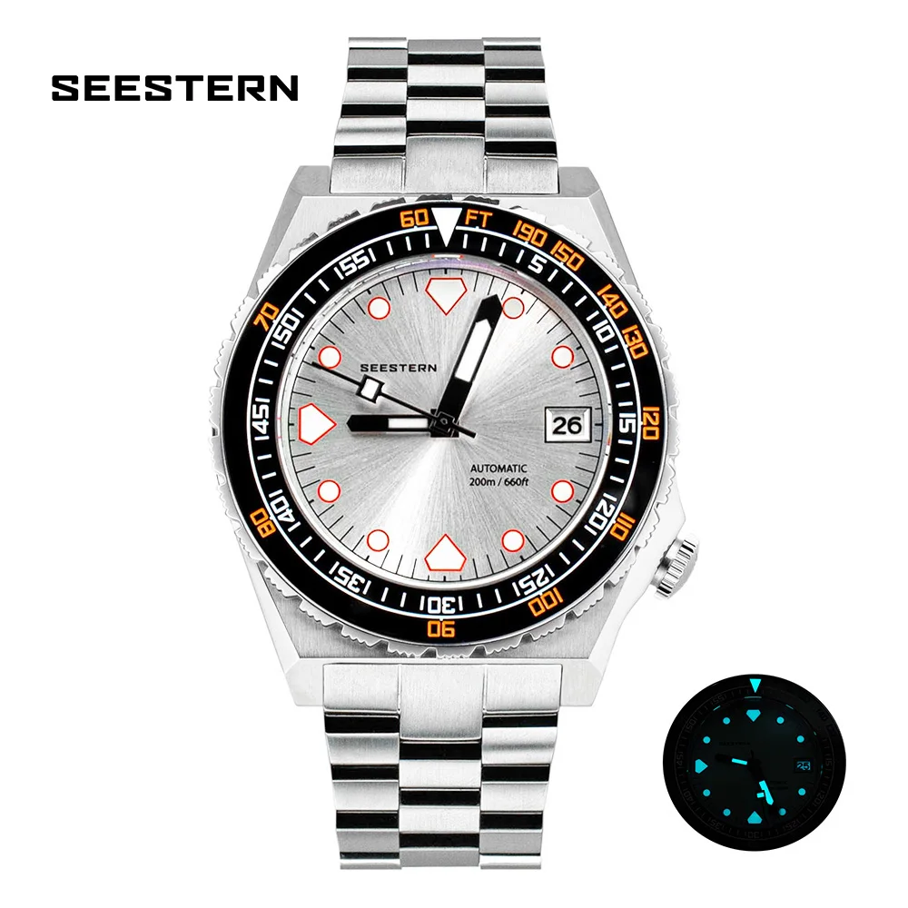 

SEESTERN SUB600T V2 Sport Diving Men's watches 200M Waterproof Super Luminous Ceramic Bezel Date NH35 Automatic Movement