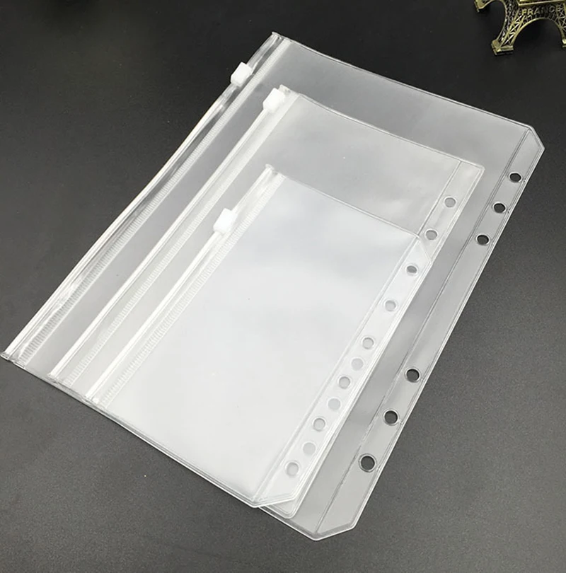 A5 A6 A7 Cash Envelopes for Budgeting Clear Zipper Folders Binder Pockets Loose Leaf Bag for 6-Hole Pouch Document Filing 10pcs file folder file storage bag binder pockets document manager document organizer plastic envelope