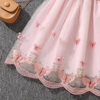 Robe de princesse pour filles de 4 à 7 ans, col rond, manches à ailes, nœud papillon, imprimé Floral, broderie, vêtements d'été doux pour fête d'anniversaire 6