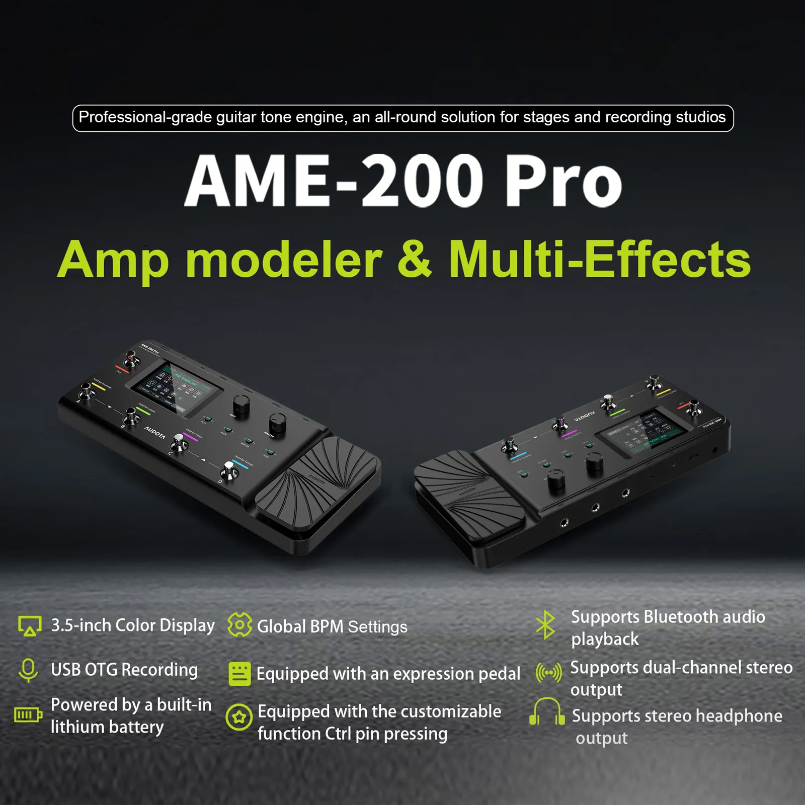 Audota Amp Modeler & Multi-Effects Pedal Ame-200 Pro
