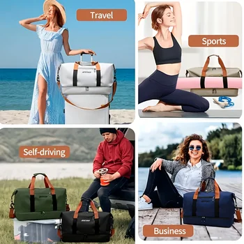 حقيبة واق من المطر لصالة الألعاب الرياضية والسفر مع أشرطة جانبية لتنظيم الأمتعة للأحذية/الإكسسوارات مثالية لقضاء عطلة الأعمال في صالة الألعاب الرياضية للرجال 5