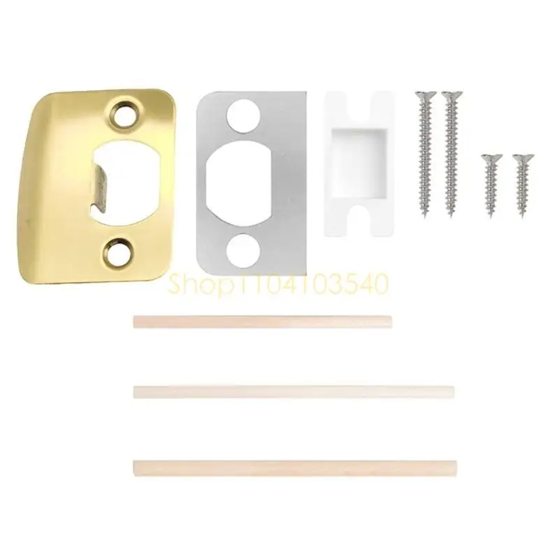 02DC Elegant Polished Door Strikes Plate Set with Precise Holes & Easy Installation Home Door Hardware Upgrades for Home