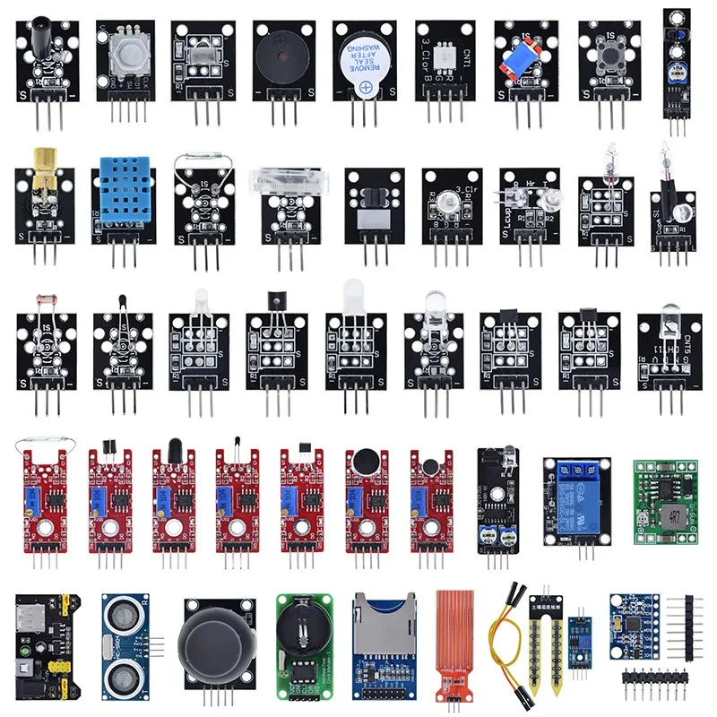 Per Arduino 43 Tipi di Sensori Digitale di Umidità di Temperatura RGB LED Cicalino del Suolo Suono Goccia di Pioggia Modulo Sensore Ad Ultrasuoni UNO R3 - immagine 3