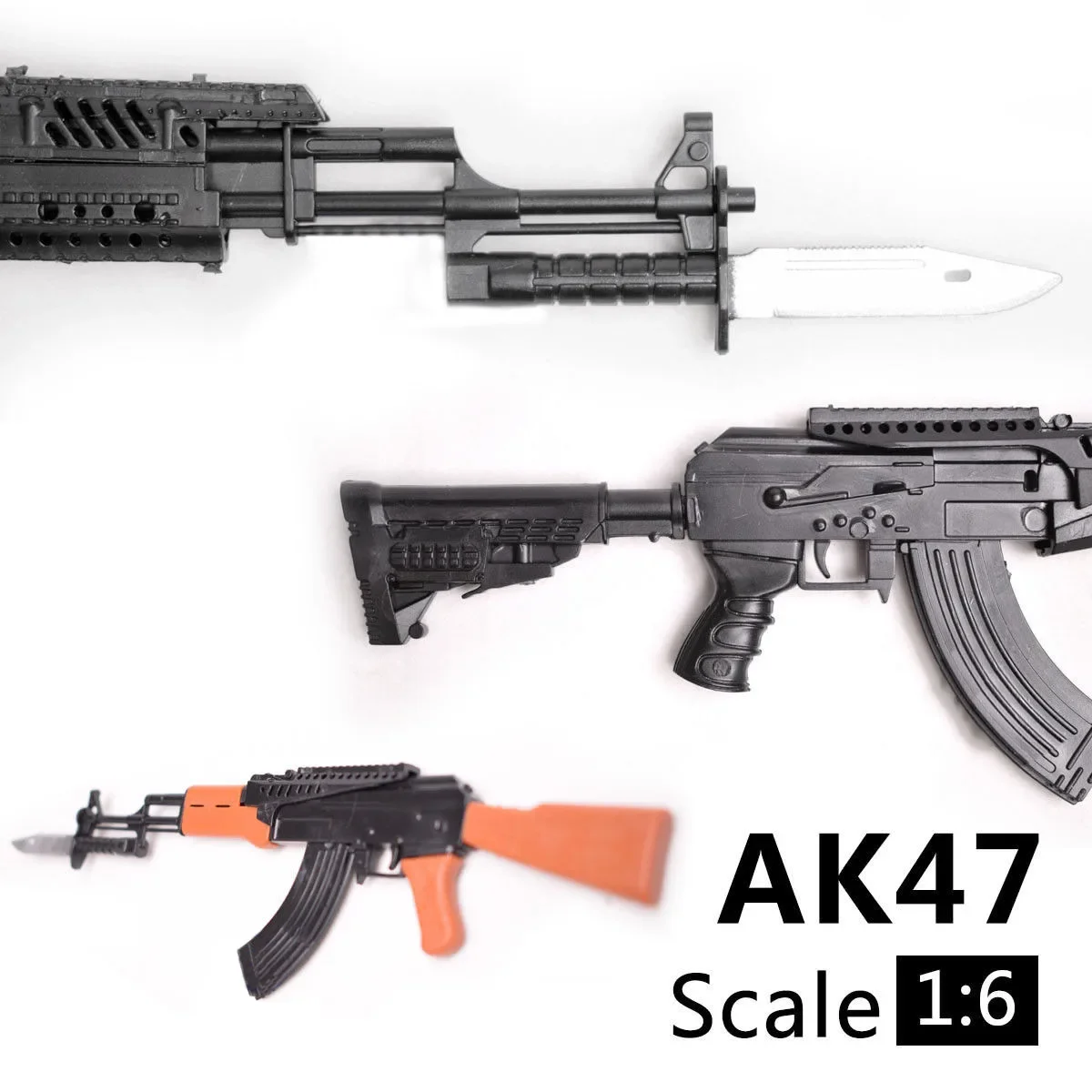 1/6 Scale AK47 Rifle Toy Plastic Gun Model Assembly 4D Puzzles Building Bricks Gun Soldier Weapon for 12\