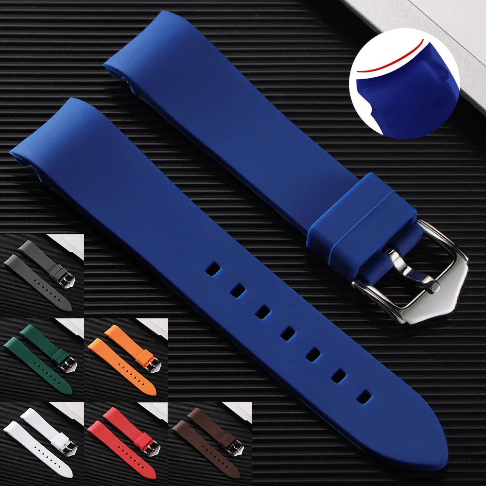 Enhanced Silicone Sport Strap - Curved End, Universal Waterproof Wristband (Multiple Widths Available)