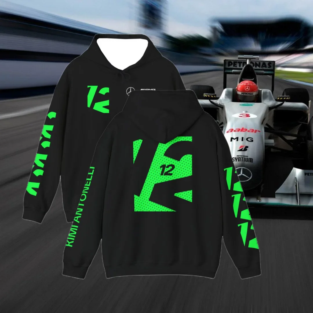 New Men's Hoodie Kimi Antonelli F1 Hoodie No. 12 Printed Comfortable Casual Breathable Long Sleeve Sweater Motorcycle Clothing
