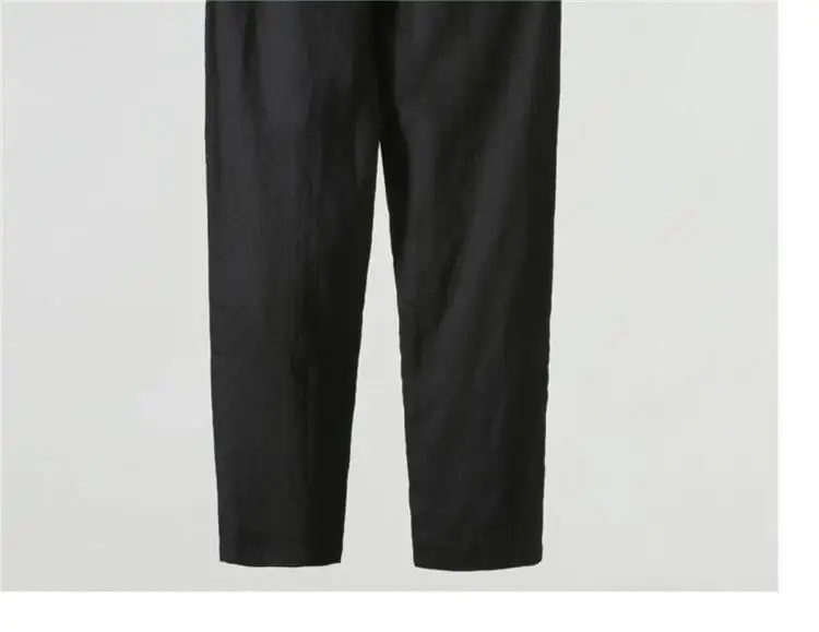 Solid Color Linen Pants Men's Loose Cotton Linen Casual 9 Points Pants Spring Summer Home Straight Soft Comfortable Trousers