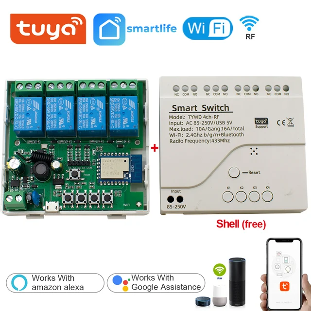 Interruptor Inteligente Tuya com Módulo Wi-Fi, Módulo de Controle