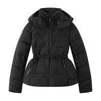 Women's Winter Hooded High Waist Padded Sport Parkas Coats with Belt 4