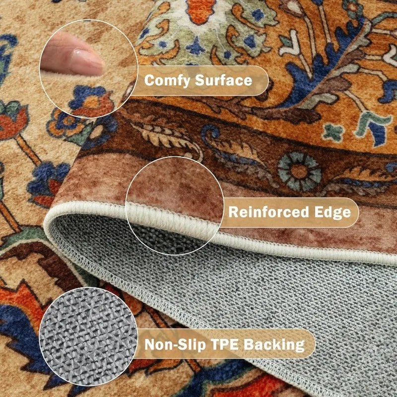 Retro Living Room Carpet Large Area Light Luxury Bedroom Rug Machine Washable Non-slip Sofa Coffee Table Floor Mats Alfombra 러그