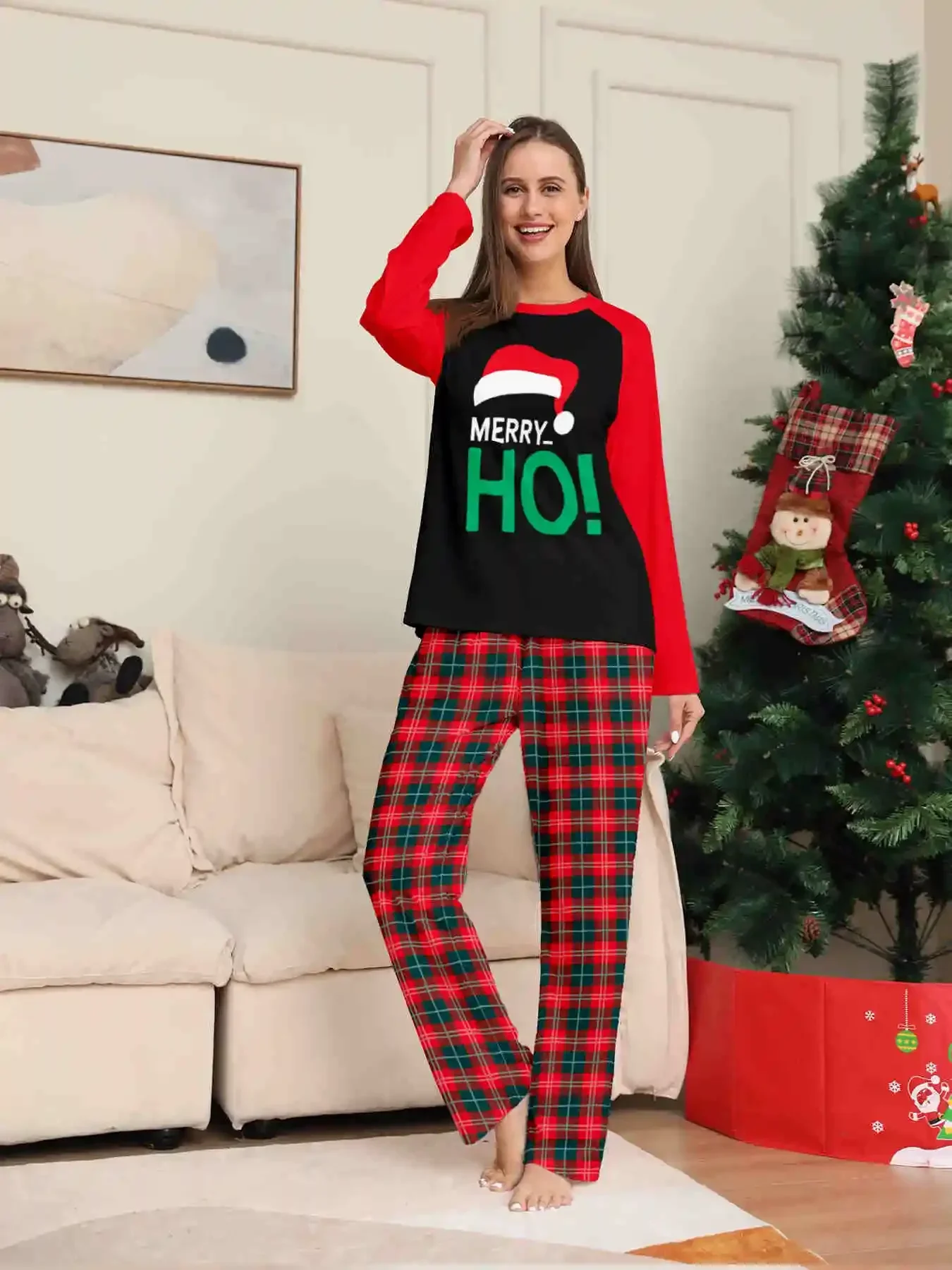 thumbnail image 4 of Nuevo conjunto de pijama con estampado de letras de Navidad 2024, conjuntos a juego para padres e hijos, traje de 2 piezas de manga larga, mameluco para bebé y perro, aspecto familiar, 4 of 5