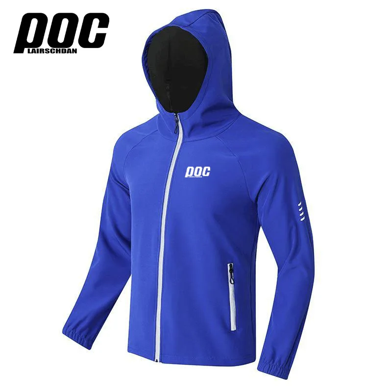 LairschDan POC Men's Cycling Windbreaker Reflective Jacket Windproof Bike Jacket Water Resistant MTB Road Bicycle Long Jersey