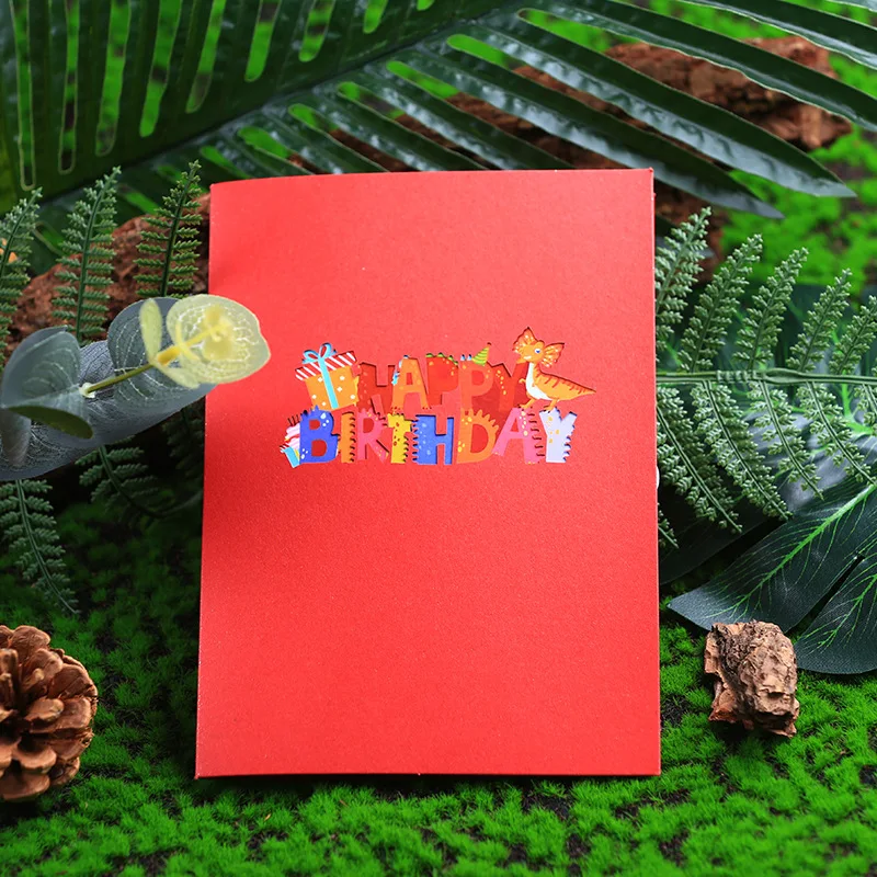 Creative Dinosaur Design 3D Popup Greeting Card Cartoon Happy Birthday Greeting Cards 3D Pop Up Dinosaur Gift Cards for Kids