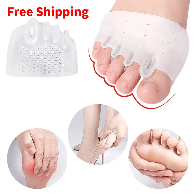 2Pcs Hot Silicone Bunion Corrector Toe Separator Fingers Correction Toe Haluksy Finger Separator Hallux Valgus Forefoot Pads toe separators toe corrector