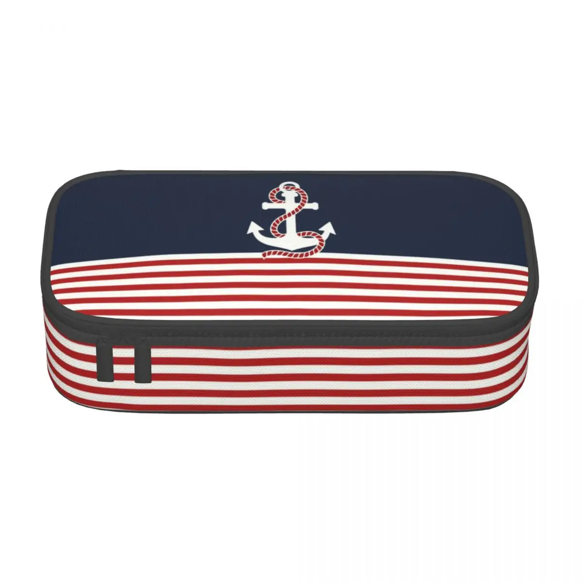 Navy Blue Stripes Nautical Anchor Boat Pencil Case for Boys Gilrs Big Capacity Pen Bag Box School Accessories
