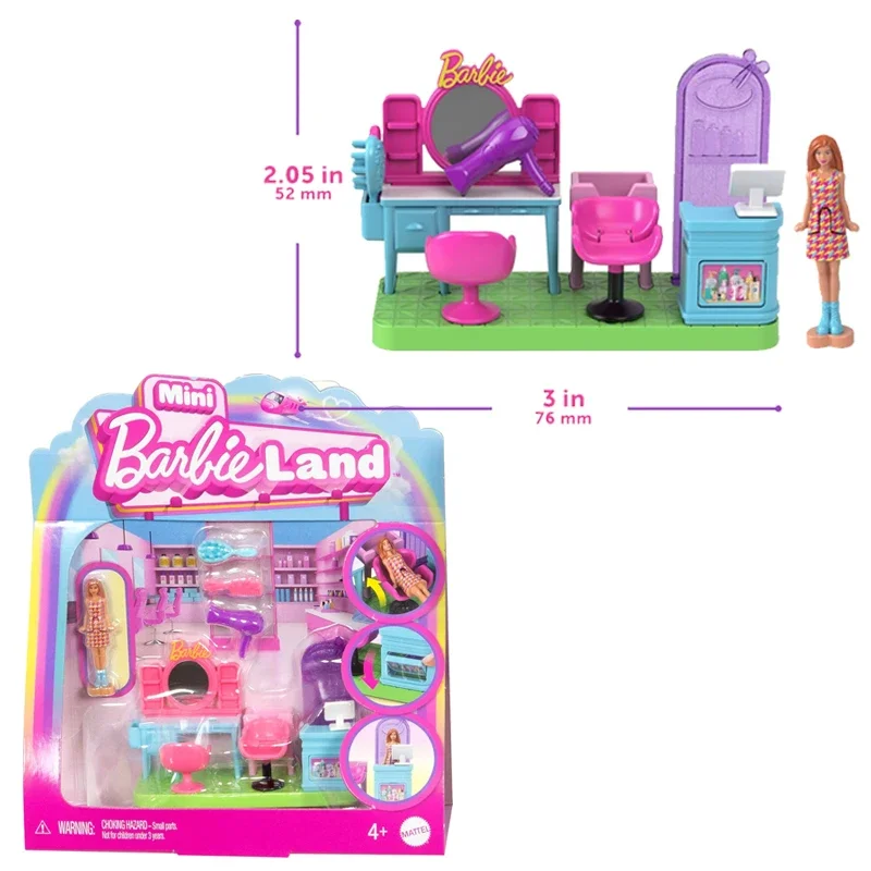 オリジナルバービーミニドールハウス Barbieland ヘアサロンペットブティックスーパーマーケットマイクロ家具アクセサリーおもちゃ女の子のためのギフト