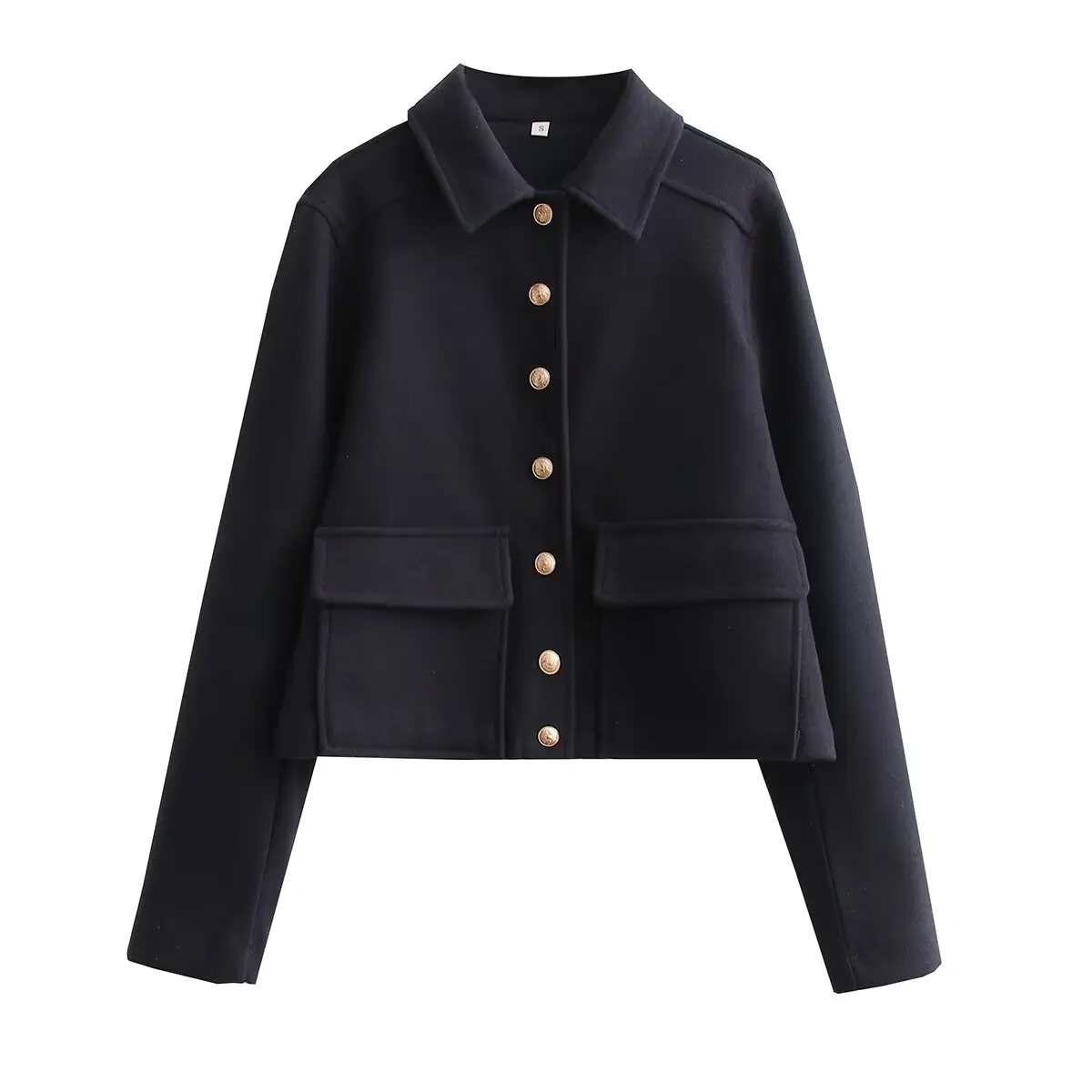 TRAF 2024 Bomber Jacket Women Button Cropped Jackets for Women Long Sleeve Women's Jackets Streetwear Coat for Women Outerwears 5