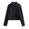 TRAF 2024 Bomber Jacket Women Button Cropped Jackets for Women Long Sleeve Women's Jackets Streetwear Coat for Women Outerwears 5