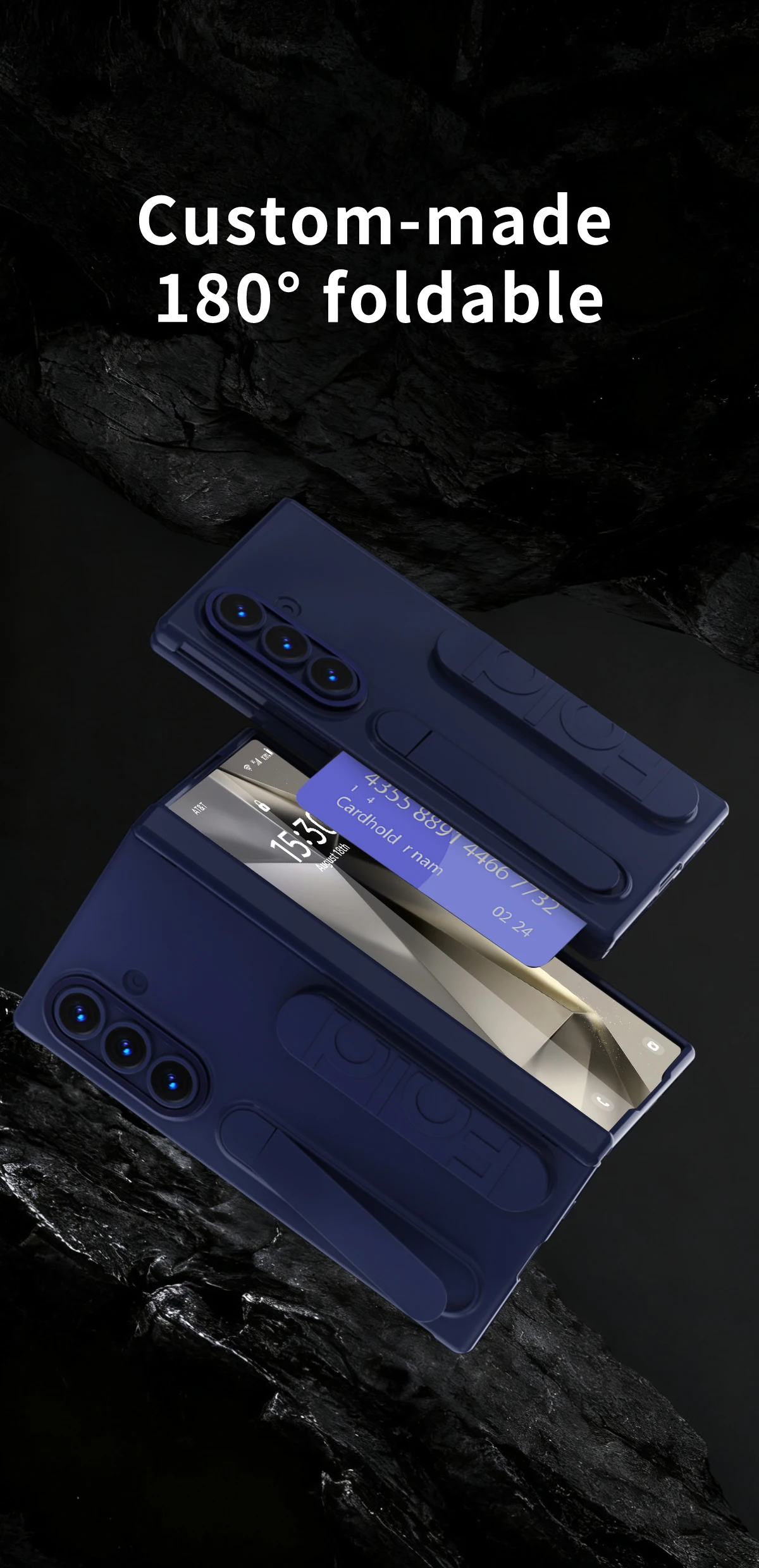 Silikon-Handyhülle mit Klappständer, Kartenfach und Geldbörse für Samsung Galaxy Z Fold 8 7 6 5 4 5G, stoßfest, weiche Schutzhülle – Detail 9