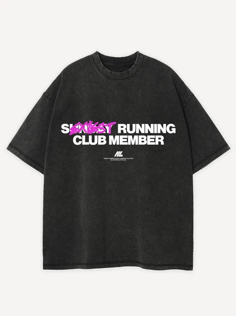 Washed Oversized T-shirt Sexiest Running Club Member T-Shirt Another Cotton Lab Men Women Short Sleeve High Quality Cotton Tee 2