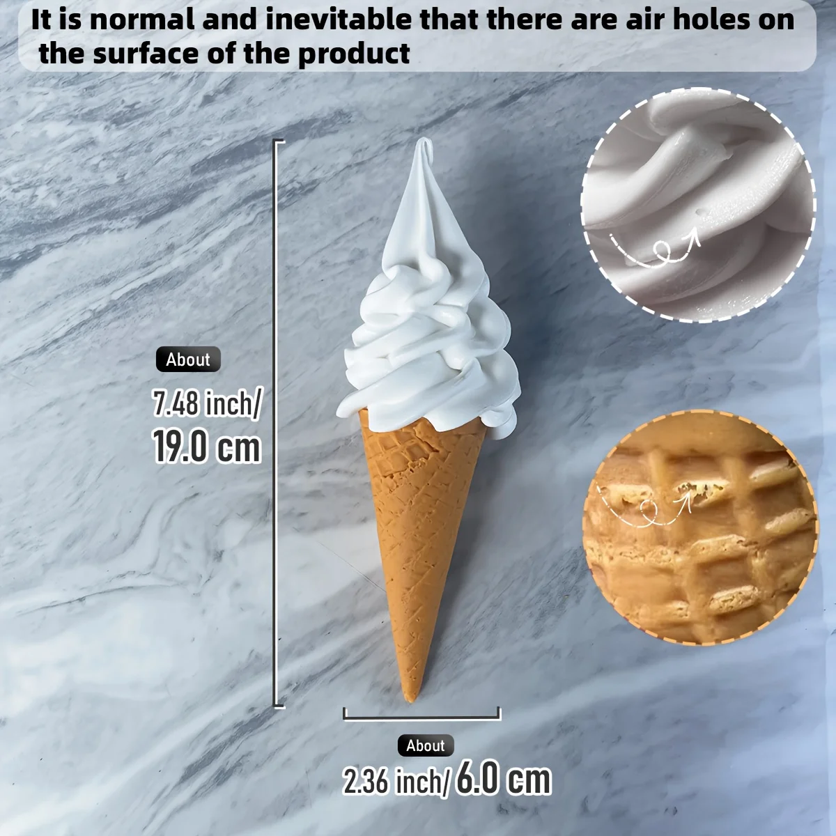 Large Realistic Ice Cream Replica for Photography, Display, and Decoration