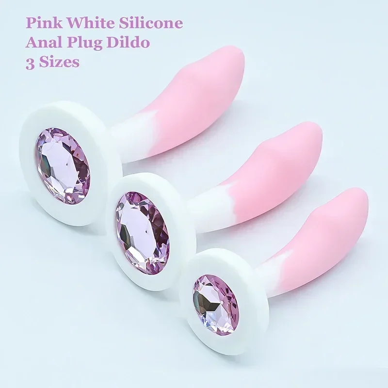 Anal Plug Butt Plug Silicone Rubber 3 Sizes Crystal Gemstone Base BDSM Prostate Massager Masturbation Adult Sexy Toy for Women