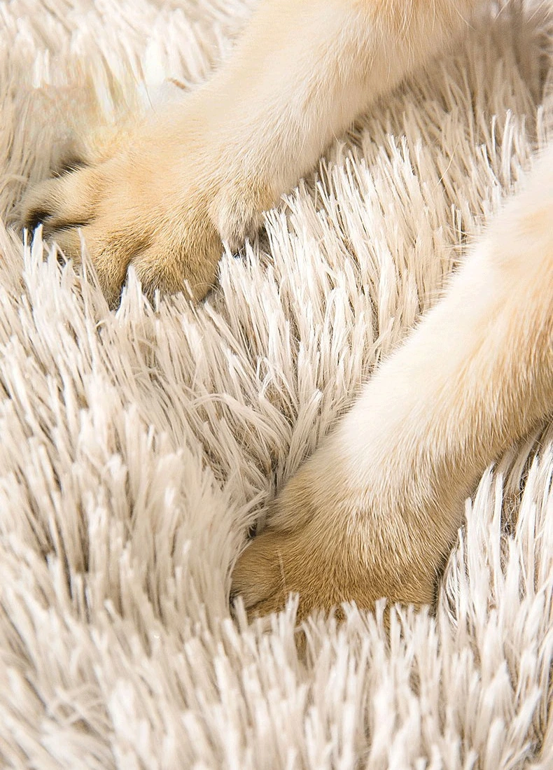 Title 6, Winter Long Plush Pet Cat Bed Round Cats Cushio...