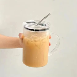 1L Glass Tumbler with Lid and Straw - Versatile Glass Cup - 901 - 1000ml (Transparent)