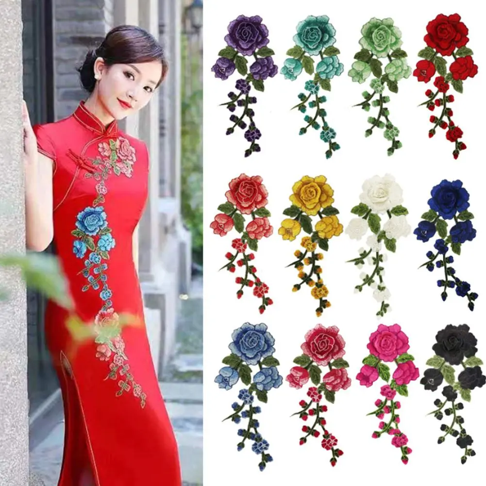String Flowers Embroidery Patches Clothes Sticker Floral DIY Iron On Patch Embroidered Patches Sewing Clothing Accessories