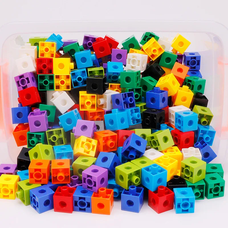 Math Blocks Linking Cubes Set - Educational Learning Toy with Activity Cards, 100-Piece Counting Set