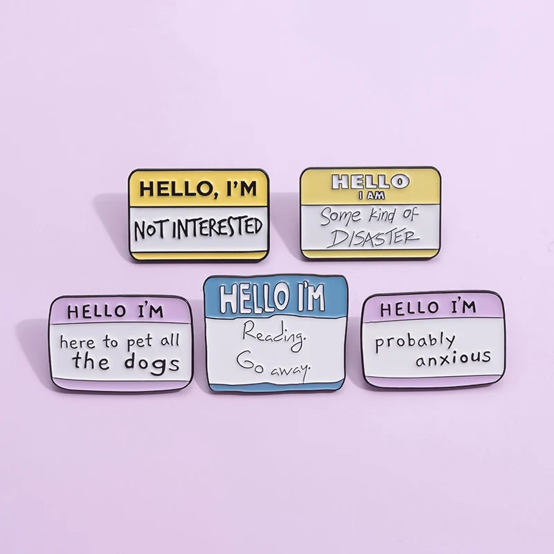 Quirky Anxious Dialog Enamel Lapel Pins Image 5