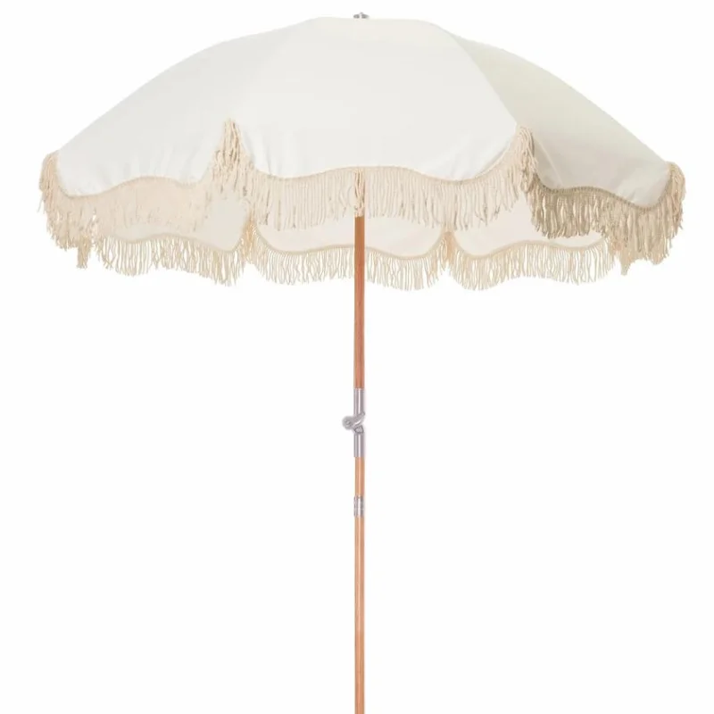 

white polyester wood pole foldable sun beach umbrella 1.8m