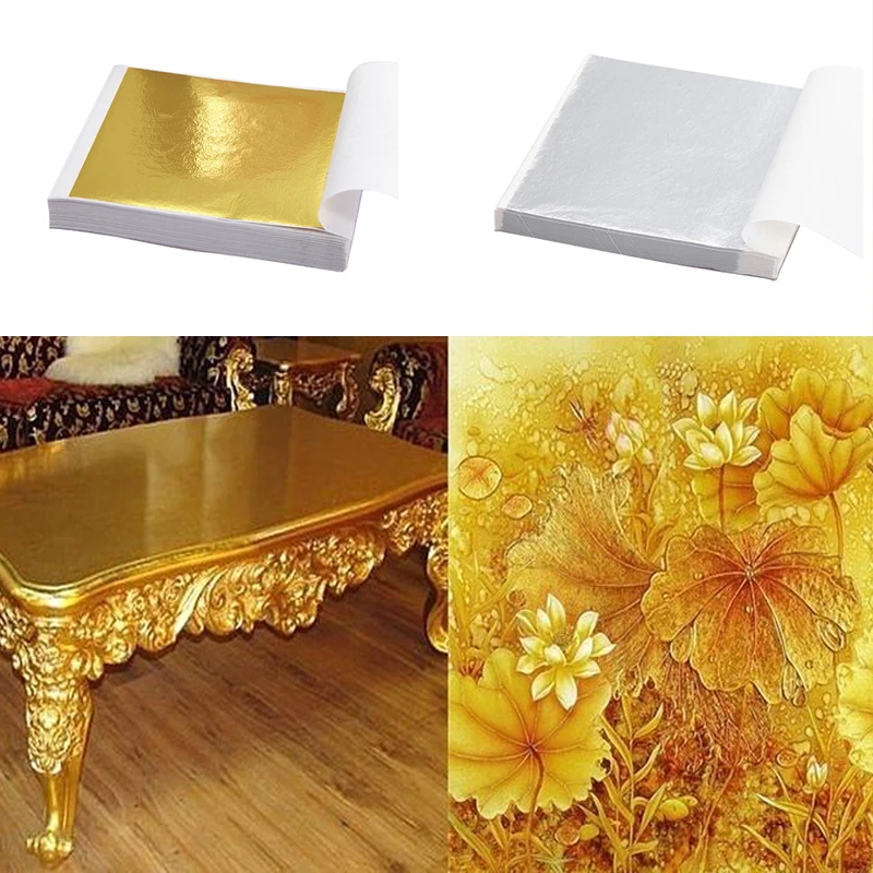5/100Sheets Imitation Gold Silver Foil Papers Gilding Diy Art Craft Paper Resin Candle Plaster Nail Art Jewelry Making Filling