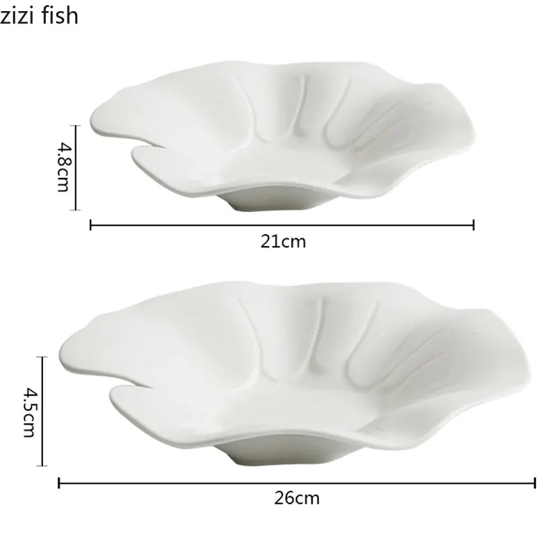 Ceramic Dinner Plate Restaurant Irregular Thick Soup Plate Dessert Snack Dish Salad Dish Pasta Solid Color Tableware