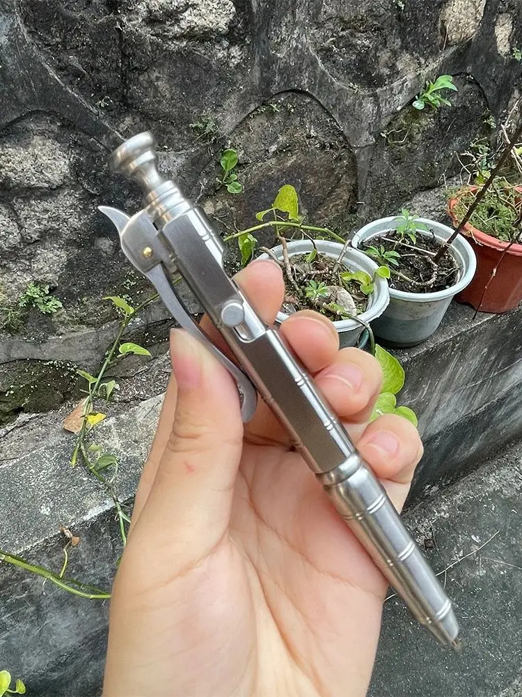Outdoors Writing Tools EDC Stainless Steel Bamboo Model Tactical Pen Handmade Bolt Ballpoint Pen