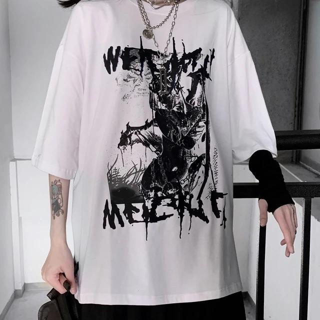 Kawaii roupas goth tshirt feminino y2k estética goth macio estético roupas  kawaii punk roupas topos - AliExpress