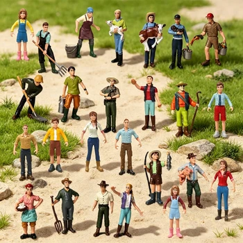 Simulazione fattoria personale persone agricoltore figura in miniatura giocattolo, figurine modello collezione giocattolo decorazione del giardino accessori statua