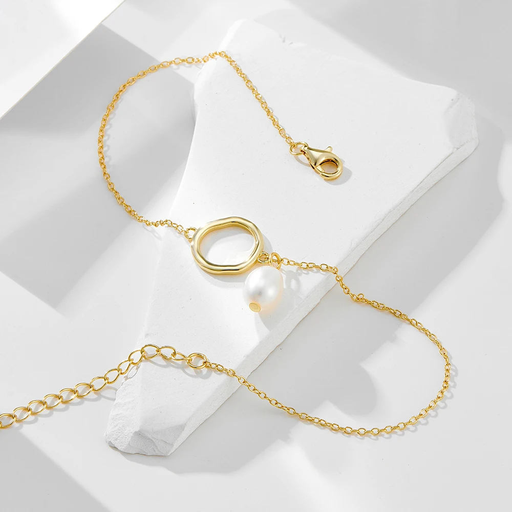 Boho Beach Anklet sterling silver gold plated jewelry Freshwater Pearl Trendy Zircon for Women Girls