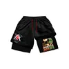 Anime Hunter X Hunter Gym Shorts Men 2 In 1 Quick Dry Performance Shorts Mesh Summer Bodybuilding Fitness Running Short Pants 2