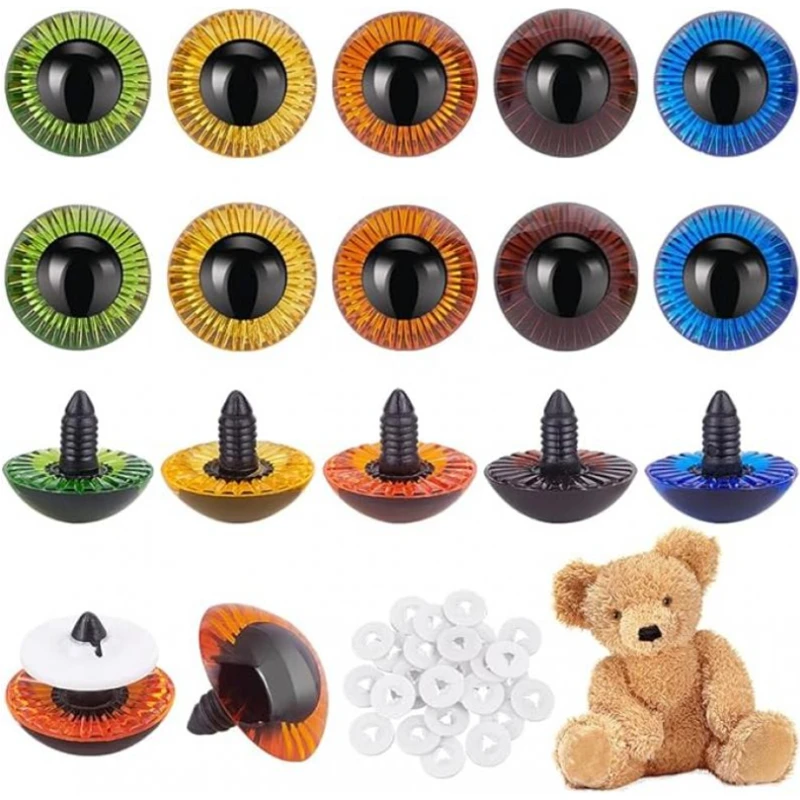 Mucunnia Lot de 200 10mm Yeux de Sécurité Amigurumi avec Rondelles Yeux